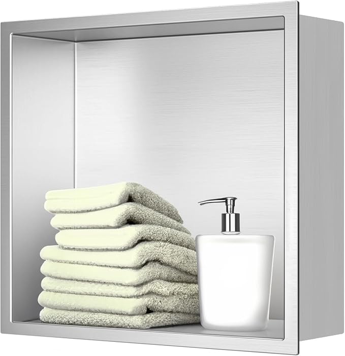 Shower Niche, Stainless Steel Elegant Bathroom Niche, No Tile Needed Recessed by Elefloom
