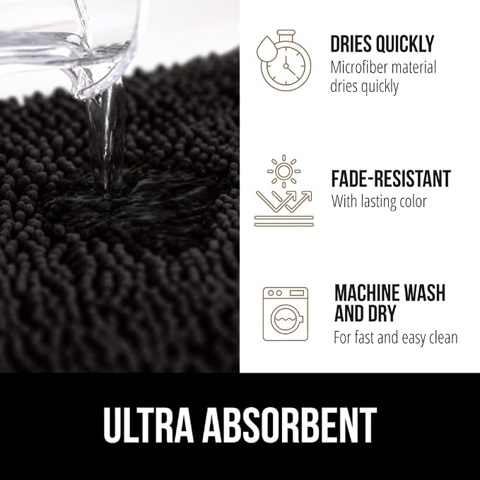 GORILLA GRIP Plush Absorbent Shaggy Chenille Bath Rug Mat - Image 5