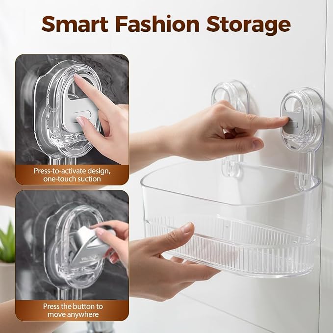 No-Drill Bathroom Suction Storage Box, Corrugated Suction Cup Storage Holder - Image 4