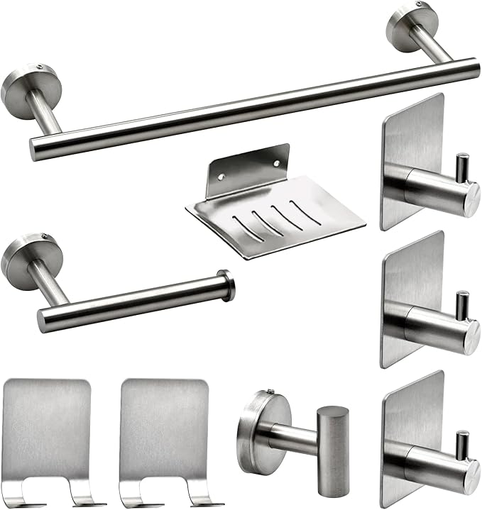 9 PCS Bathroom Hardware Set, Brushed Nickel Stainless Steel Bathroom Tower Rack by XHKDSYMC