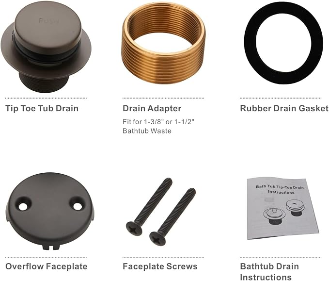 Bronze Tip Toe Bathtub Tub Drain Conversion Kit Assembly, Wellup Tub Drain Trim - Image 5