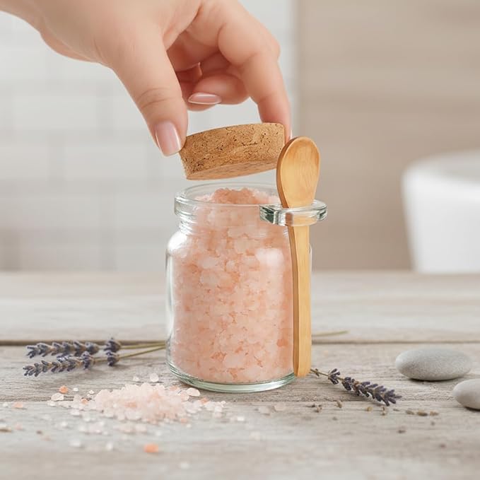 Ahhute Glass Sugar Scrubs Jars, Bath Salt Container, Snacks Spice Jars w/Bamboo - Image 5
