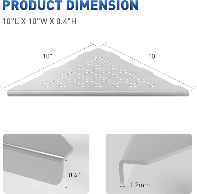 lives Corner Shower Shelf 10" Slot Design Bathroom Shower Shelves - Image 2