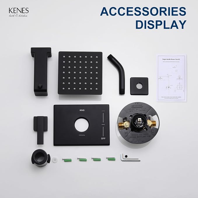 KENES Tub Shower Faucet Set Complete, Matte Black Tub and Shower Trim Kit - Image 9