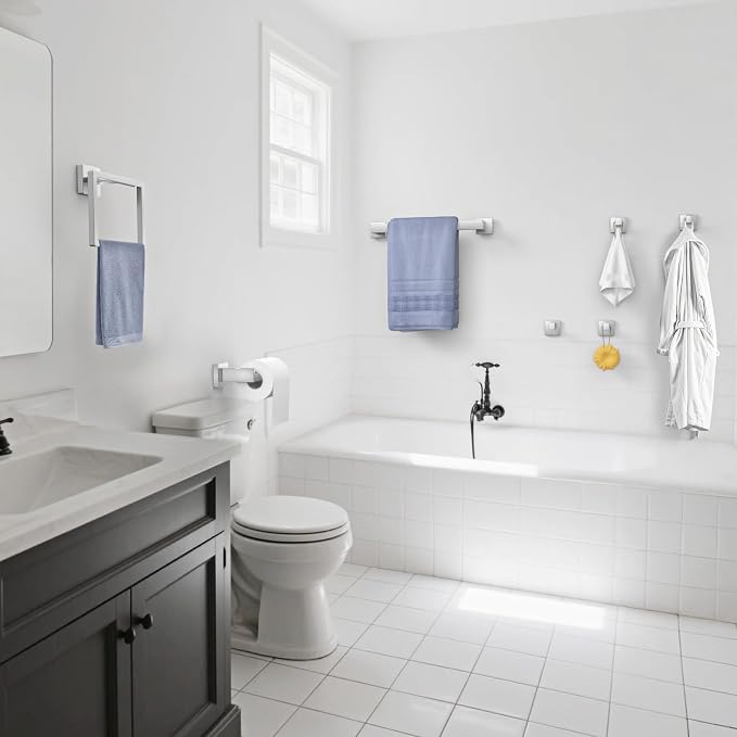 7-Pieces Brushed Nickel Bathroom Accessory Set, Bathroom Accessories, Towel - Image 6