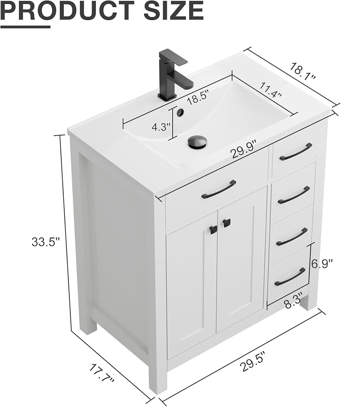 LUCKWIND 30" Modern Bathroom Vanity - Image 2