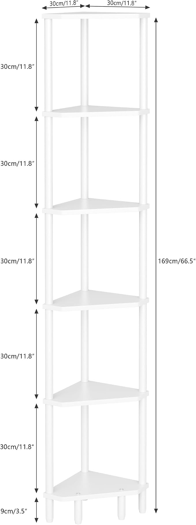 6 Tier Corner Shelf, 66.5'' Tall Standing Shelf, Narrow Display Shelf Stand - Image 2