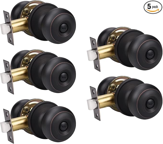 KNOBWELL 5 Pack Interior Door Knobs Privacy Door Knob, Locking Door Knob by KNOBWELL