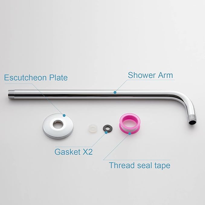 OFFO Shower Arm with Flange, 12 in Wall Mount Replacement Angle Shower Head Arm - Image 6