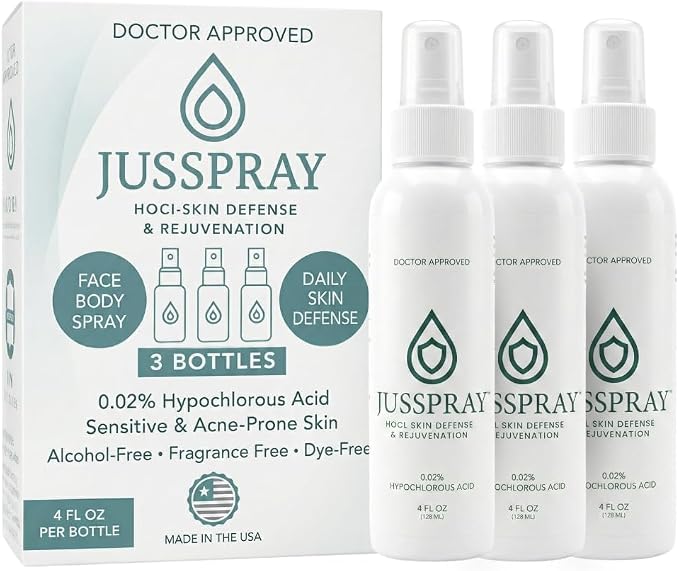 JusSpray™ Hypochlorous Acid Spray – Doctor Approved Skin Defense Mist 4 oz – by JussprayBrand