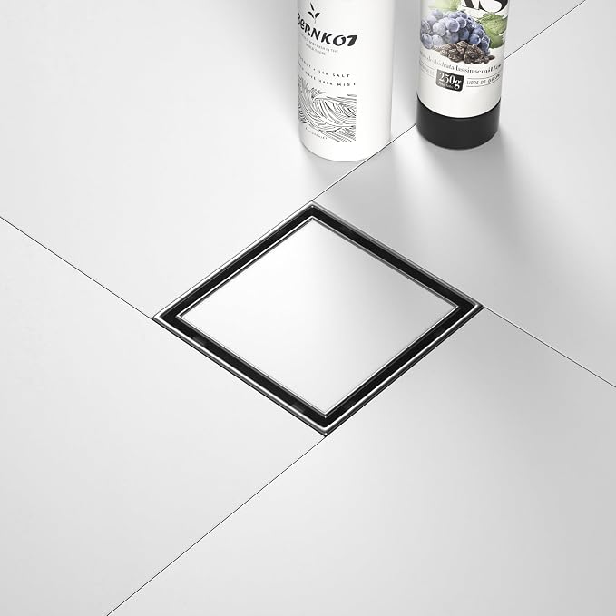 Square Shower Drain 4", Brushed Floor Drain - Image 6