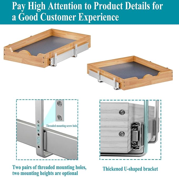 OCG Pull Out Cabinet Organizer 20"W x 21"D, Slide Out Wood Drawer Shelf - Image 6