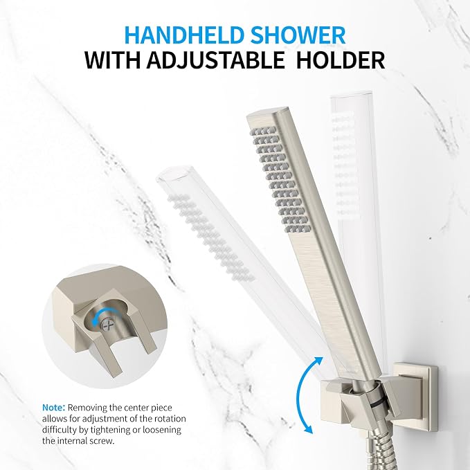 Rain Shower System Sets Faucet: EMBATHER 10 Inch Overhead Rainhead Shower Combo - Image 4