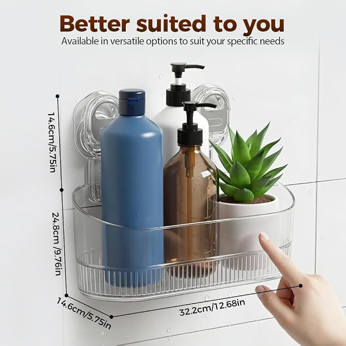 No-Drill Bathroom Suction Storage Box, Corrugated Suction Cup Storage Holder - Image 7