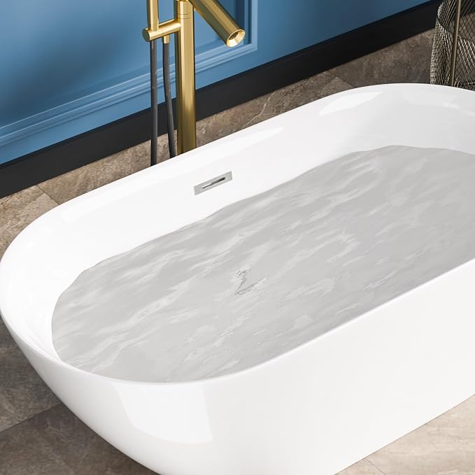 Sarlai 59 Inch Acrylic Freestanding Soaking Bathtub Contemporary Soaking White - Image 5