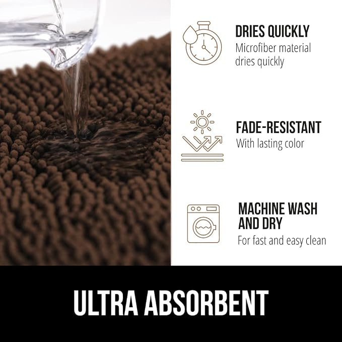 GORILLA GRIP Bath Rug Mat 48x17, Thick Soft Absorbent Chenille, Quick Dry - Image 4