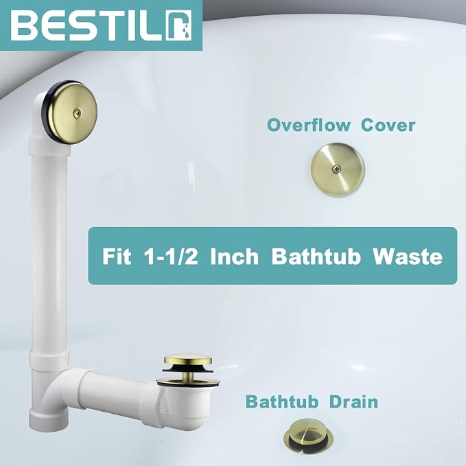 BESTILL Tip-Toe Bathtub Drain Bath Tub Trim Set Conversion Kit - Image 3