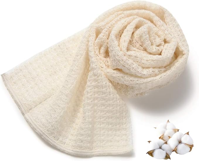 Exfoliating Washcloth Shower Back Scrubber, Natural Loofah by TerraDistribution