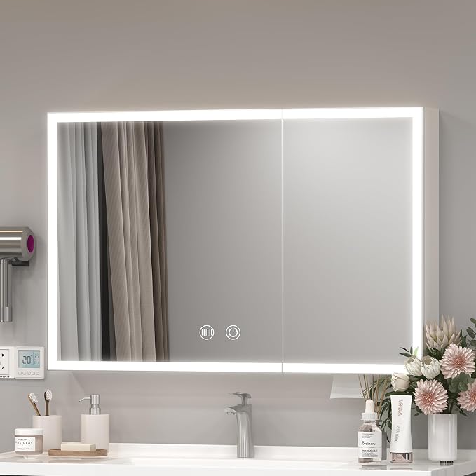 35"x24" Medicine Cabinet with Lights, LED Lighted Medicine Cabinet with Mirror by Unknown