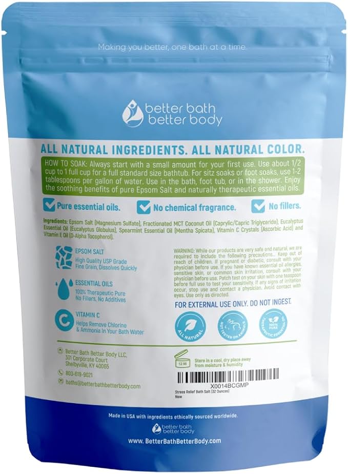 Stress Relief Bath Salt 32 Ounces USP Grade Epsom Salt - Image 2