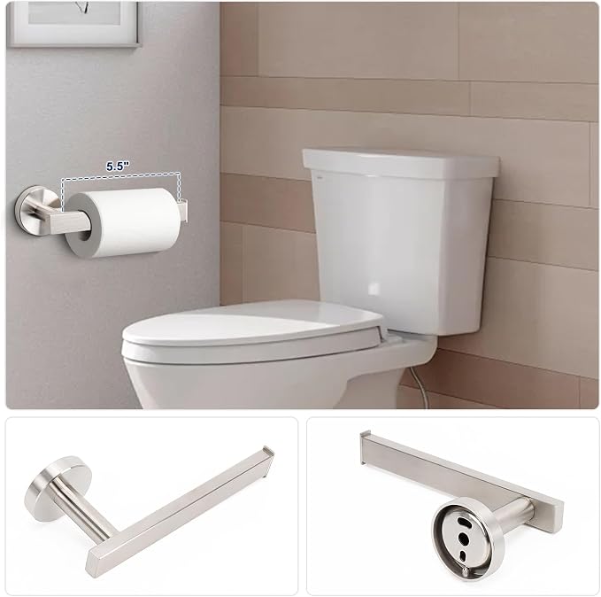 NearMoon 5 Pieces Bathroom Hardware Set 304 Stainless Steel, Square Towel Rack - Image 5