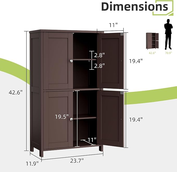 Vongrasig Floor Storage Cabinet, Small Bathroom Storage Unit - Image 3