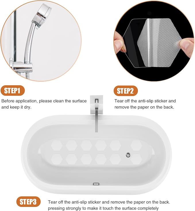 Original Bathtub Stickers Non-Slip, Hexagon Safety Shower Treads Adhesive - Image 6