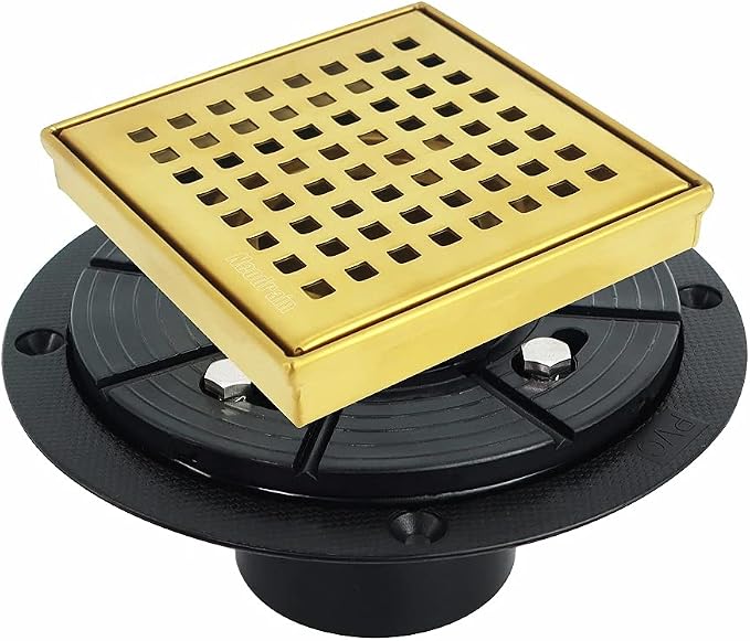 Neodrain 4 in Brushed Gold Square Shower Drain by Neodrain