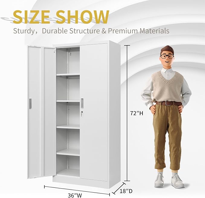 Metal Storage Cabinet, 72 Inch Tall Metal Storage Cabinet - Image 3