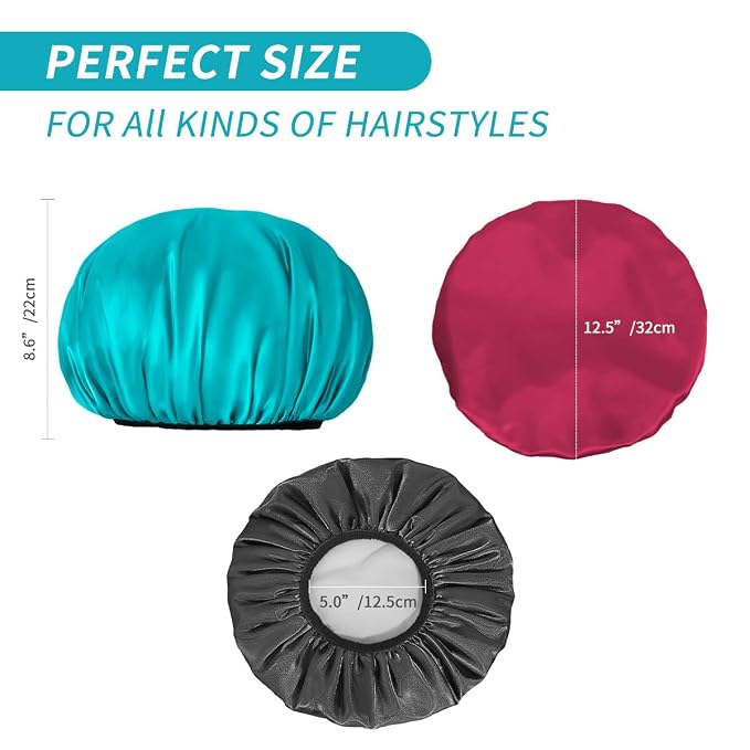 Aquior Shower Cap for Women Reusable, Extra Large Shower Cap for Men, Satin EVA - Image 6