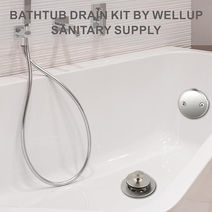Bathtub Tub Drain Conversion Kit Assembly, Wellup Lift and Turn Twist Tub Drain - Image 2