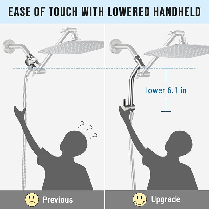 G-Promise Metal Shower Diverter, Handheld Holder Included, 3-Way Diverter - Image 2