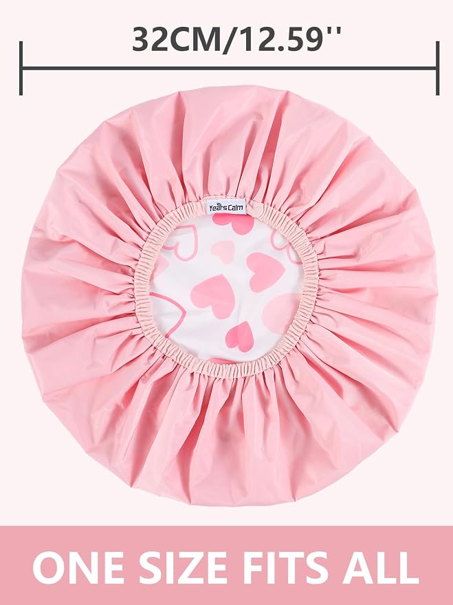 Years Calm Shower Caps For Women Reusable Waterproof，Pattern And Solid Color - Image 3