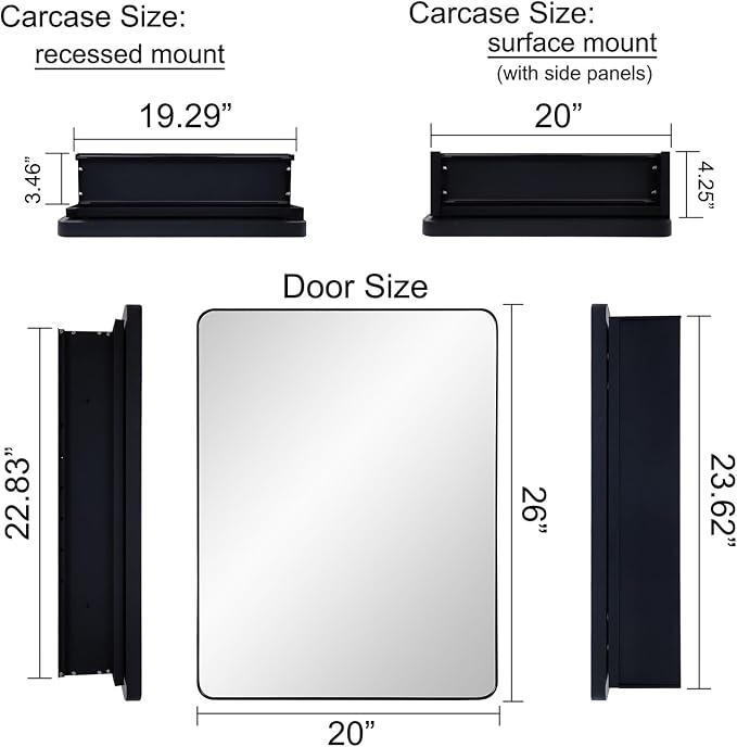 Black Bathroom Mirror Medicine Cabinet - Image 3
