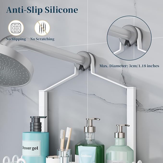 Consumest Shower Caddy Hanging – Rustproof Over Shower Head Hanger - Image 4