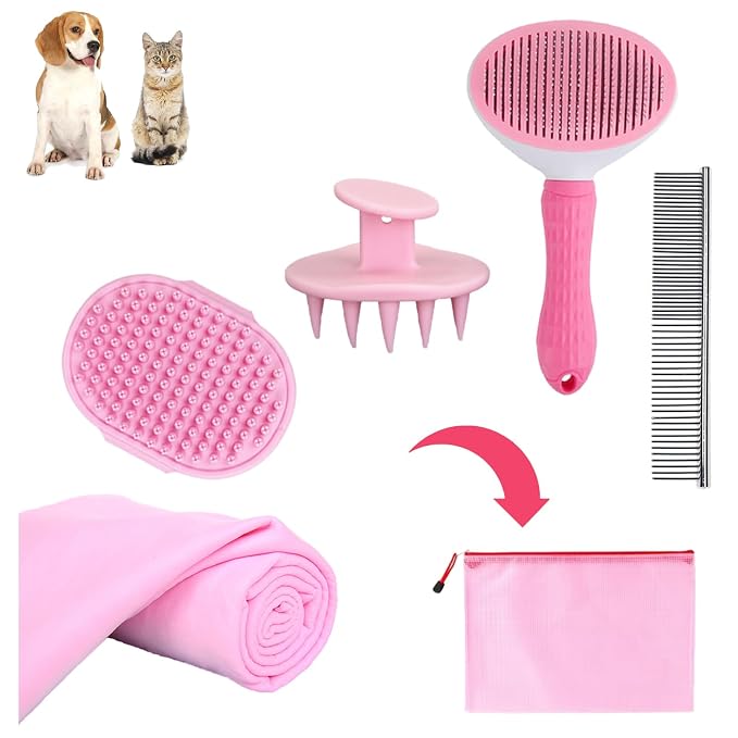 Dog Bath Brush Bathing Kit 5PCS by MASTERQUEEN
