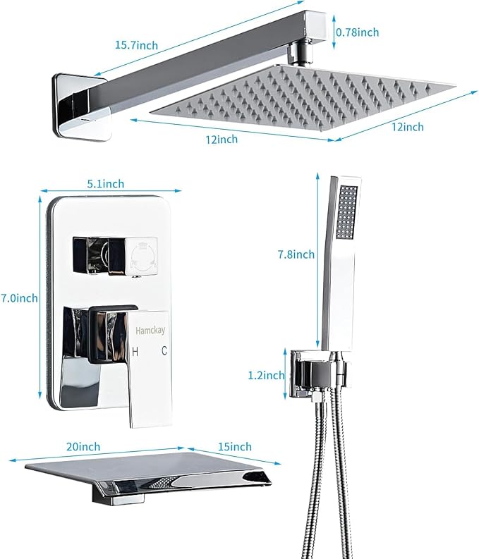 12inch Polished Chrome Shower System - Image 6