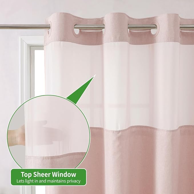 No Hooks Needed Linen Textured Shower Curtain - Image 3