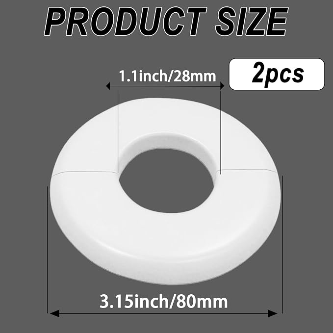 2 Pack Wall Split Flange for 1.1 Inch/28mm OD Pipe ABS Escutcheon Plate - Image 2