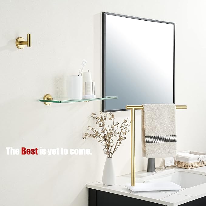 JQK Bathroom Glass Shelf Gold, Tempered Glass Shower Storage 16 by 5 inches - Image 4
