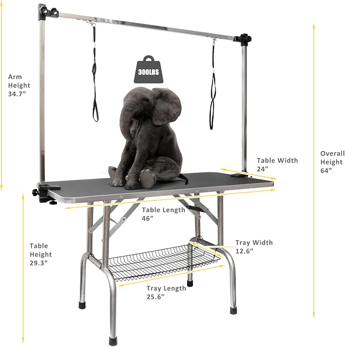 ROOMTEC 46" Dog Grooming Table, Foldable Home Pet Bathing Station - Image 2