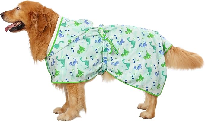 HDE Dog Bathrobe Super Absorbent Quick Drying Puppy Towel Wrap Coat Adjustable - Image 3