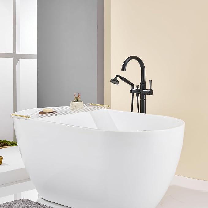 Freestanding Bathtub Faucet Black Free Standing Tub Filler Brass Bathtub - Image 4