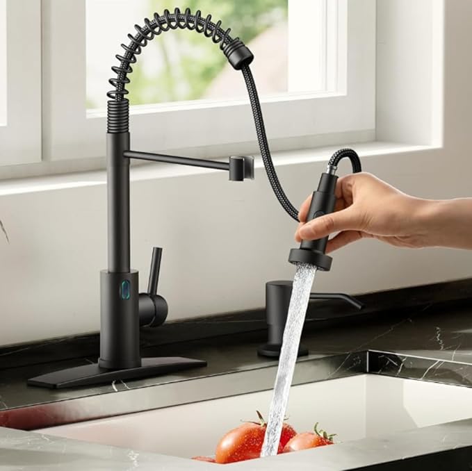Touch-Less Kitchen Faucet, 3 Modes Pull Down Sprayer, LED Temperature Control - Image 4