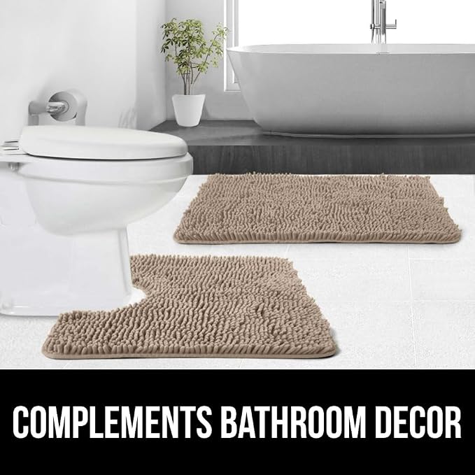 GORILLA GRIP Plush Absorbent Shaggy Chenille Bath Rug Mat - Image 9