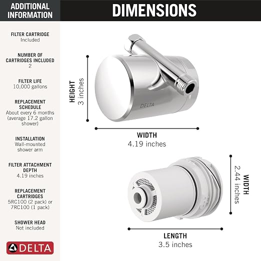 Delta Clarifi Standard Shower Filter Attachment Chrome - Image 6