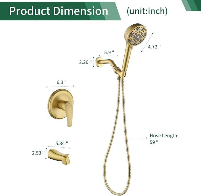 Brushed Gold Shower Faucet Set - Image 7