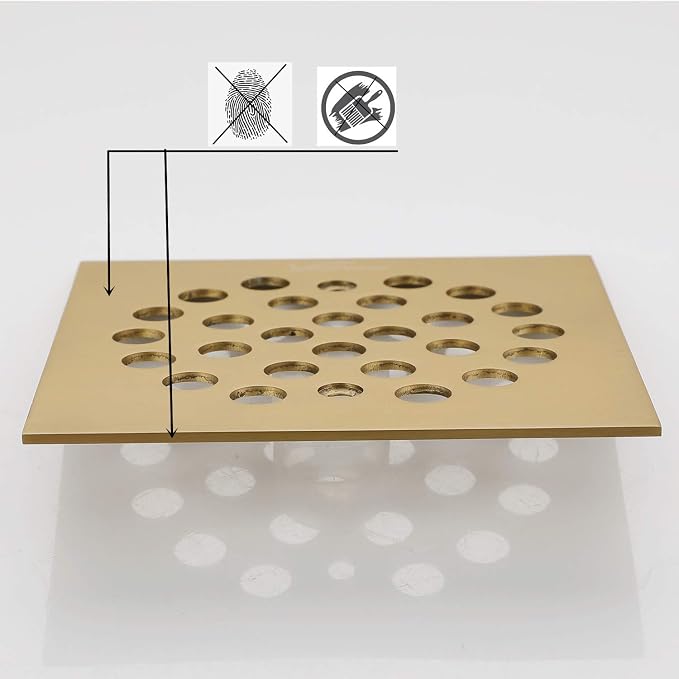 Square 4-1/4（4.25） inch （108mm*108mm） Screw-in Shower Floor Drain Grate Strainer - Image 3