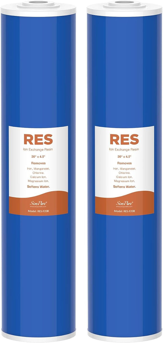 SimPure Whole House Water Filter Cartridges 20" x 4.5" Cation Exchange Resin by SimPure_Water