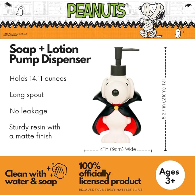 Peanuts Snoopy Vampire Soap/Lotion/Hand Sanitizer Resin Pump Dispenser - Image 2